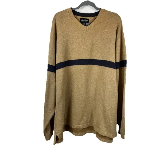 Vintage 90s Eddie Bauer 100% Cotton V-Neck Pullover XLT Fits Like 2XL‎ Gorpcore