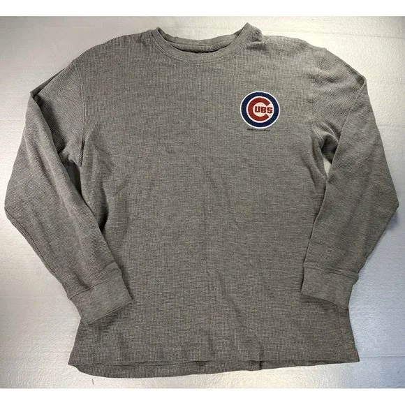Stitches Chicago Cubs Waffle Knit Sweatshirt Mens Medium Gray MLB Sweater‎
