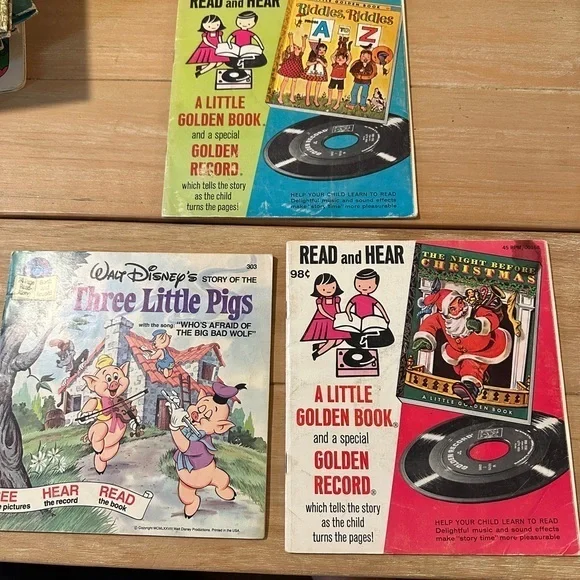 Golden Book Record Read and Hear Kids Storybook Set with Golden Records