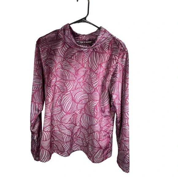 Wooly Bully Wear Colorado Fleece Pullover Women's XL Purple Abstract Top