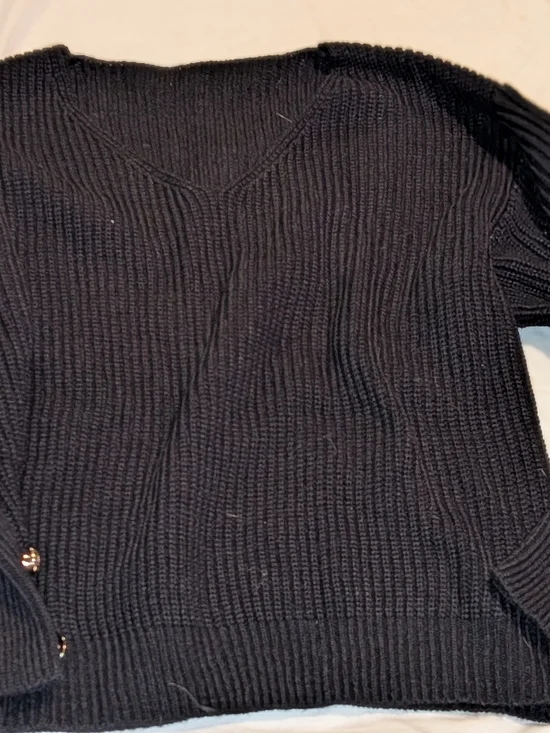 Men's Black Ribbed Knit Sweater - Classic Crew