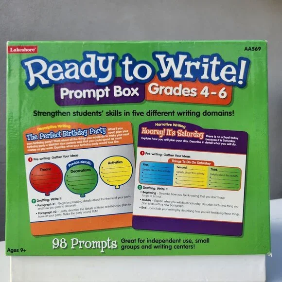 Lakeshore Ready to Write! Prompt Box Grade 4-6 AA569 Writing Prompts School Supp