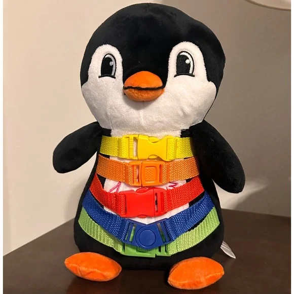 Buckle‎ Toy Blizzard Penguin Plush Sensory Toddler Educational Toy Black 11 Inch