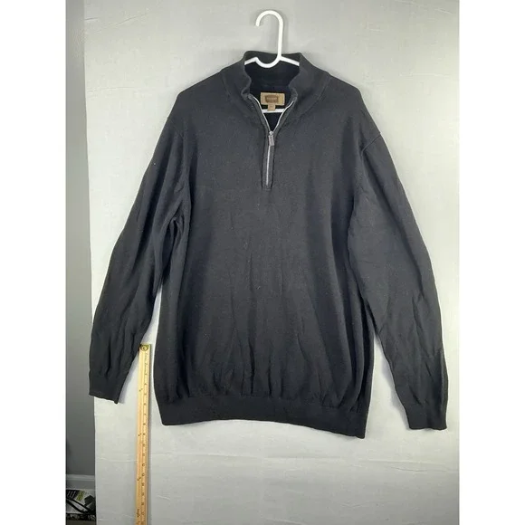 Foundry Supply Quarter Zip Sweater Size 2XLT Tall Black Long Sleeve Lightweight