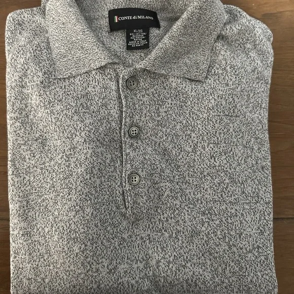 Conte di Milano Men's Collared Sweater XL  Made In‎ Italy Cotton/Rayon Pullover