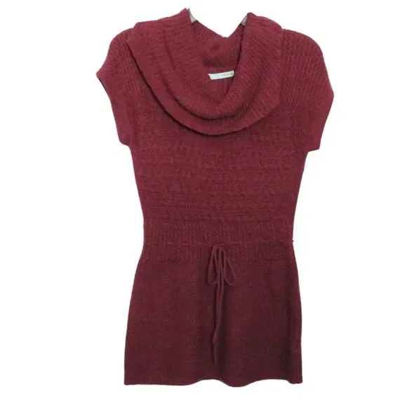 Long Sweater Women Sz S Maurice's Maroon Pullover Cowl Neck Sleeveless Tunic
