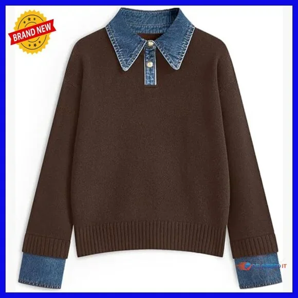 Oversized Chunky Mock Turtleneck Pullover Sweater Long Sleeve V-Neck