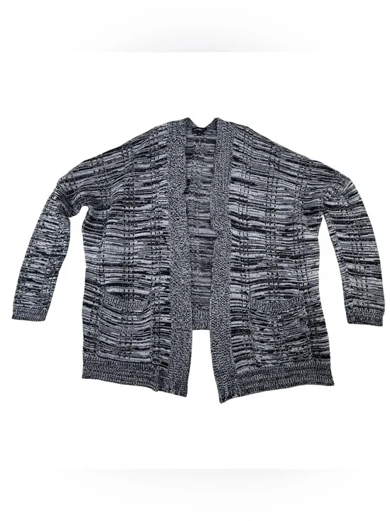 Express Open-Front Marled Gray Cardigan Sweater Cozy Minimalist Classic