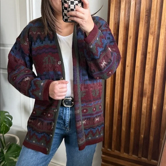 VINTAGE le Moda Southwestern Print Cardigan.‎ Size M