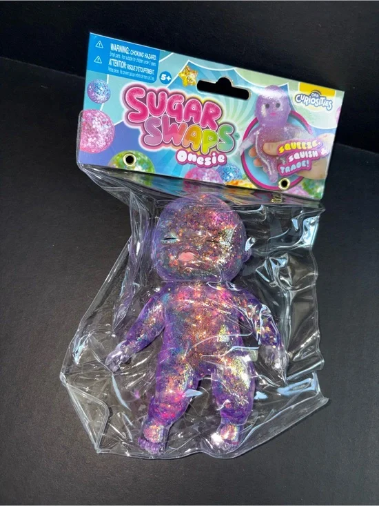 Sugar Swaps Onesie glitter squishy baby in purple.