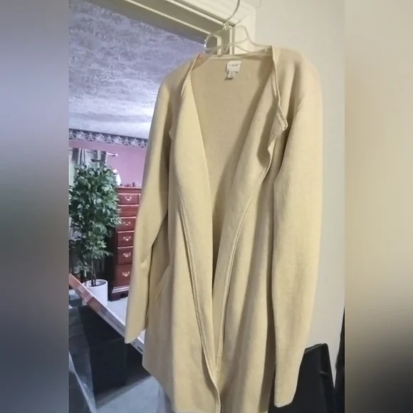 J. Crew Lightweight Open-Front Beige Cardigan