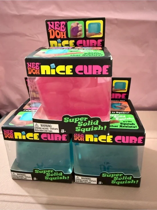 NeeDoh Nice Cube Kids Learning Toy - Pink and Blue Squish Cubes