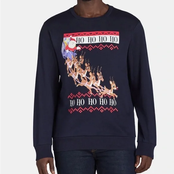 Rudolph Red Nosed Reindeer Light Up Ugly Christmas Sweater NEW Men Red Black