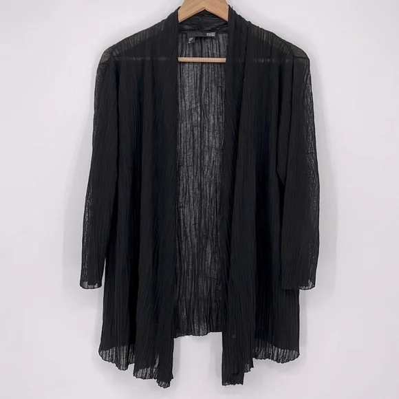 Eileen Fisher Italian Yarn Open Front Cardigan Black Women’s Size Medium