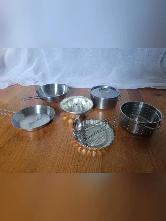 Children's Stainless Steel Assorted Toy Kitchen Bakeware and Cookware Set