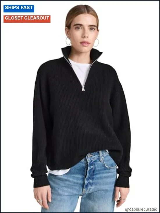 Cashmere Half Zip Pullover Sweater