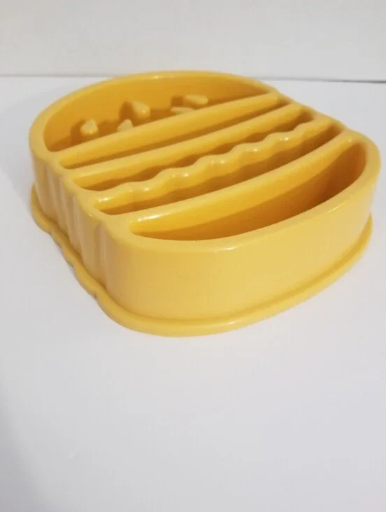 Yellow Silicone Hamburger Slow Feeder Plate for Pets