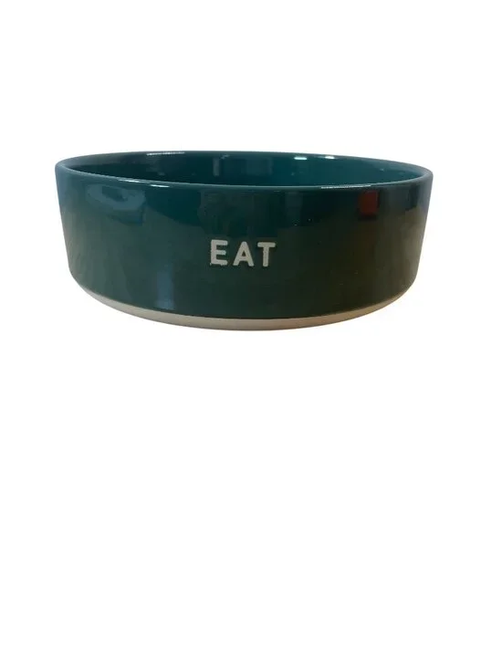 Boots and Barkley Stoneware Dog Cat Feeding Bowl 4 Cup Eat Green Non Skid Heavy