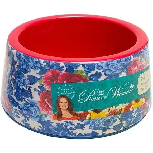 Pioneer Woman Pet Bowl Heritage Floral Blue Melamine Small 14oz Dog Cat Dish NWT