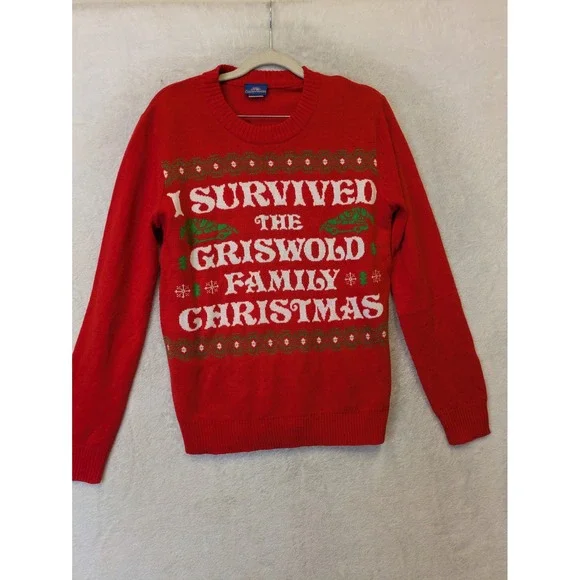 National Lampoon's Christmas Vacation Sweater Men's XS Red Griswold Holiday Knit
