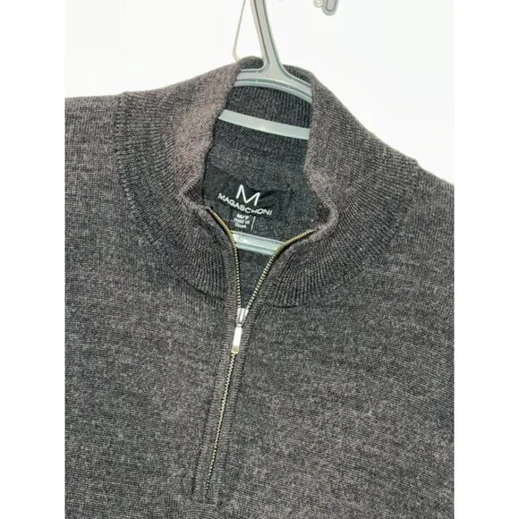 Men’s Medium Sweater 100% Wool Quarter 1/4 Zip Gray‎ Fast Shipping! BRAND NEW