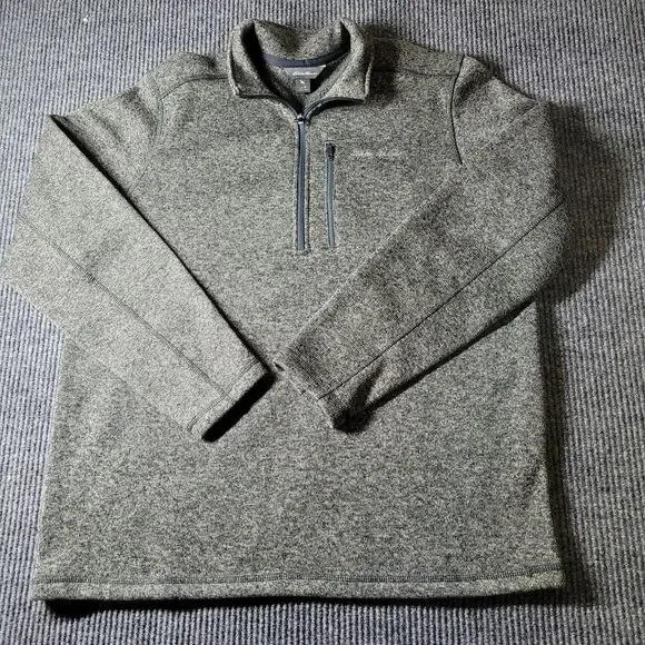 Eddie Bauer Sweater Mens Medium Long Sleeve 1/4 Zip Pullover Green‎ Outdoors