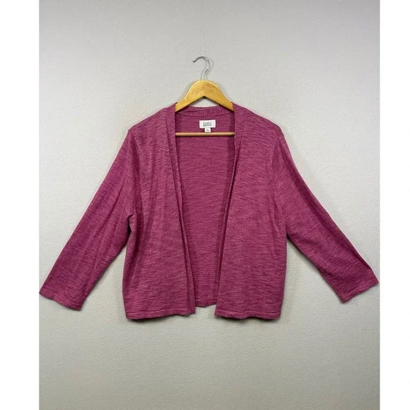 Croft & Barrow GrandmaCore Minimalist Womens XL Pink Open Front Cardigan Sweater