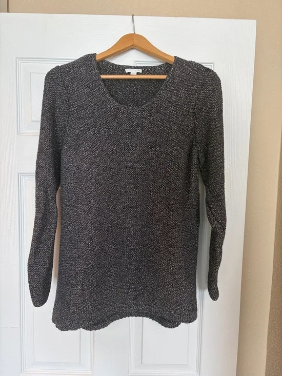J.Jill Metallic Sweater Size Medium Sparkly Tunic Festive Edgy Silvery J9