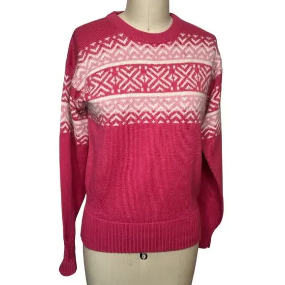 Ossi Skiwear Pink Fair Isle Wool Blend Sweater Size S