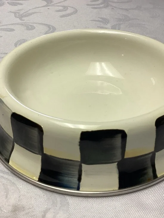 MACKENZIE CHILDS Pet Bowl Cat Dog Bowl for Food Water Courtly Check