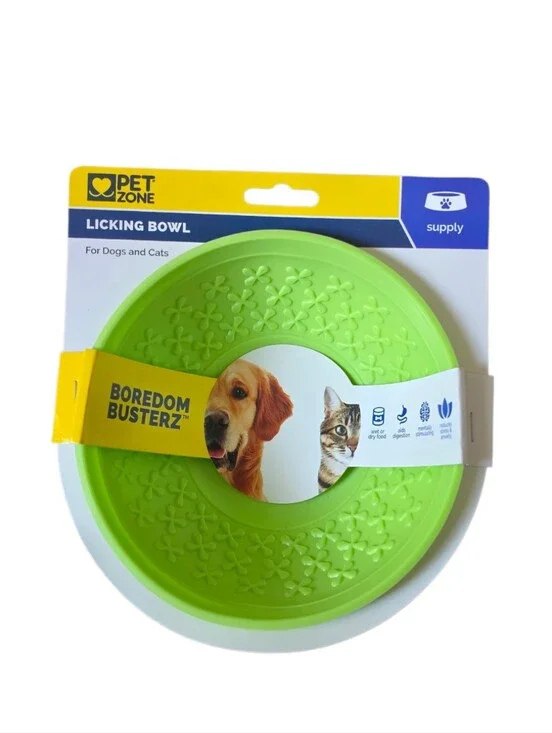 Pet Zone Slow Feeder Silicone Licking Bowl Bright Green Dog Cat Boredom Buster