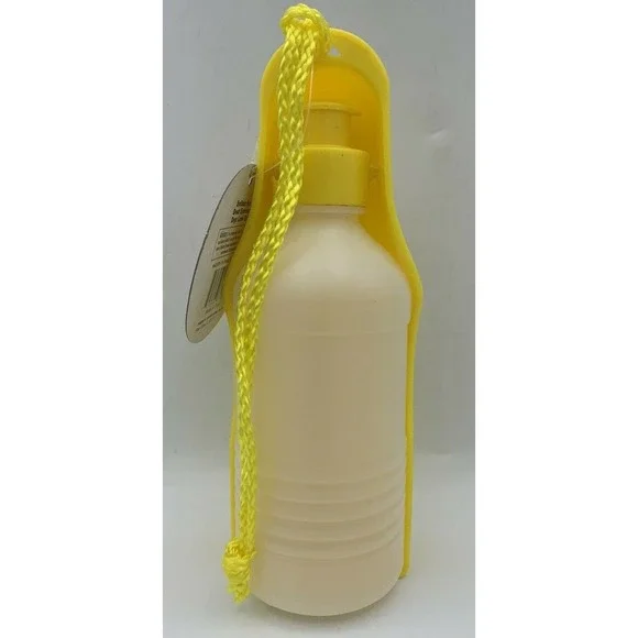 Portable Pet Dog Cat Water Drinking Feeding Bottle Bowl Dish‎ Travel 10oz YELLOW