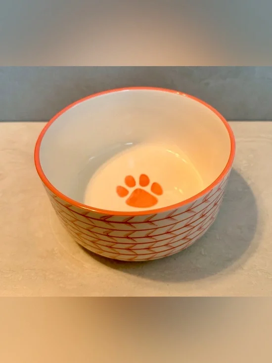 Pink Arrow Signature Houseware Inc Dog Cat Ceramic Food Water Dish 6”NWT