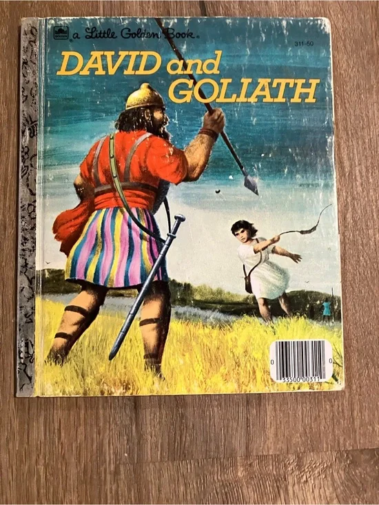 Little Golden Book: David and Goliath - Colorful Illustration vintage book