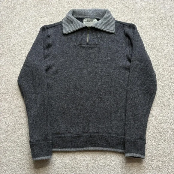 Aran‎ Sweater Market Sweater Mens Small Gray Wool 1/4 Zip Mock Neck Ireland