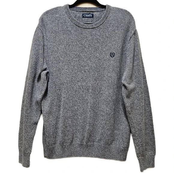 Chaps Ralph Lauren Gray Marled‎ Men's Classic Fit Crew Neck Sweater Size Large