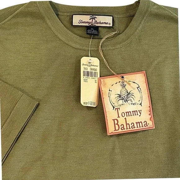 Tommy Bahama Silk Blend Short‎ Sleeve Sweater Men's XL Olive Green Casual NWT