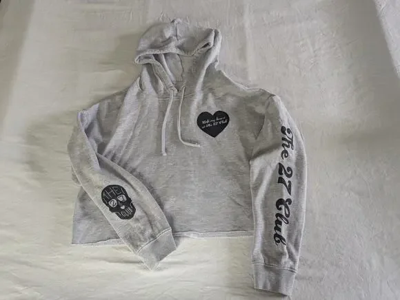 Machine Gun Kelly MGK Hoodie Size L 27 Club Coffee Official Merch Cropped Grey