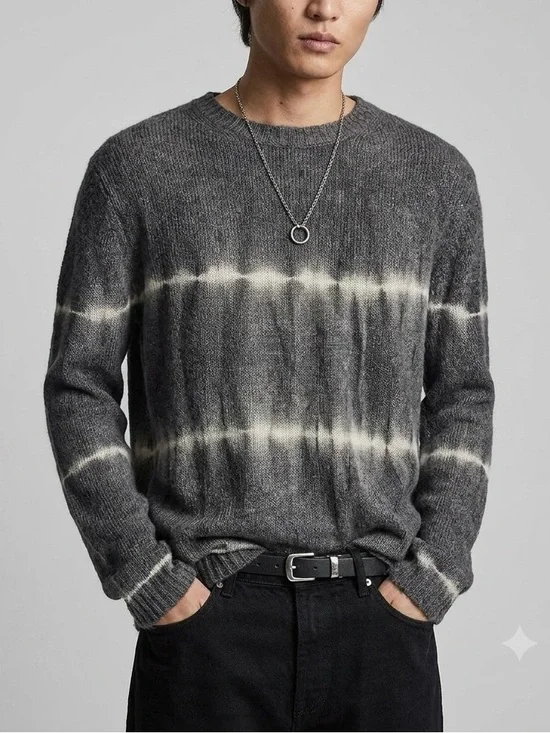 Zara Grey Ombre Effect Striped Knit Pullover Sweater NWT Size S