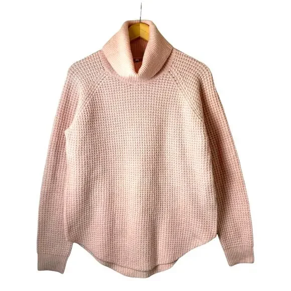 Kuhl Women's Sienna Sweater Medium Pink Waffleknit Turtleneck Cozy Gorpcore