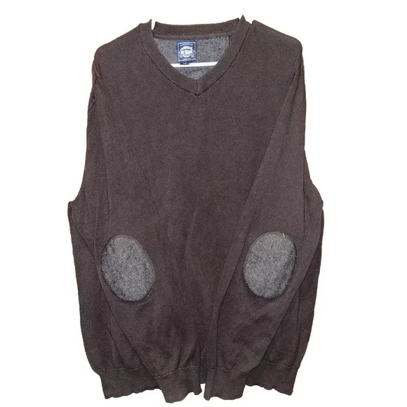 Mens XXL Cambridge‎ Dry Goods Long Sleeve Pullover Sweater Elbow Patch, Brown