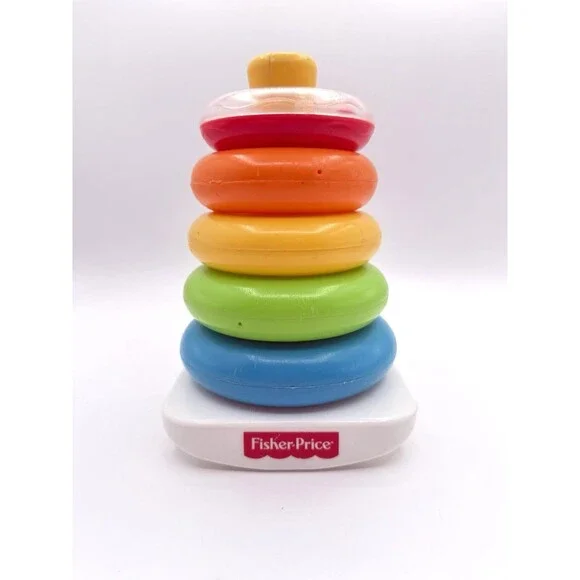 Fisher Price Rock A Stack Stacking Ring Toy 5 Rings Rattle Ring 2004 Vintage‎
