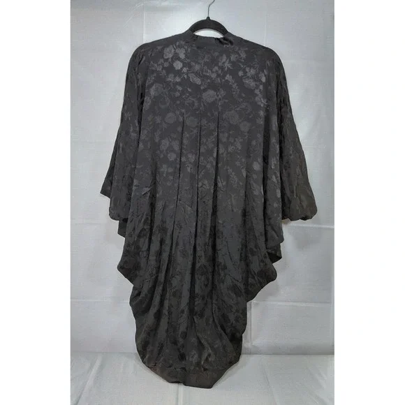A New‎ Day Floral Embossed Open Front Kimono OSFM Black Lightweight