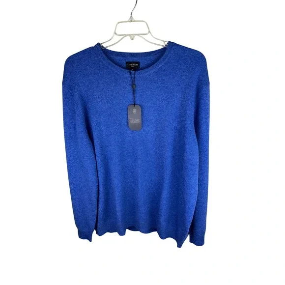 Club Room Luxury Mens XXL Blue Sky Heather 100% Cashmere Crew Neck Sweater NWT