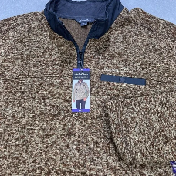 Eddie Bauer Quarter Snap Fleece Pullover Men‎ 2XL Tan/Brown Heather Better L/S