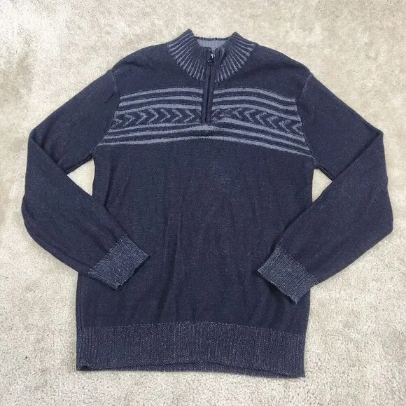 American Rag Cie Sweater Mens M Black 1/4 Zip Mock Neck Pullover Stretch A683