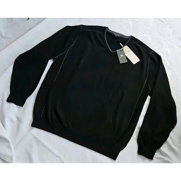 NEW Bridge & Lord Merino Wool Cashmere Sweater Black Gray 2X‎ XXL Luxurious