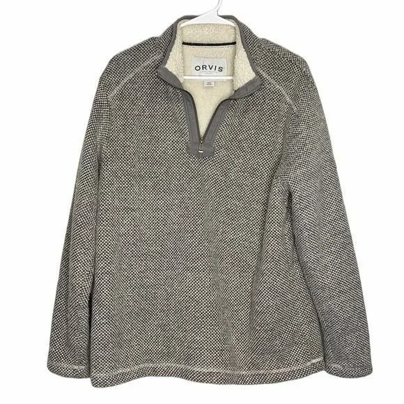 Orvis Mens Sherpa Fleece 1/4‎ Zip Pullover Size M Casual Cozy Cabincore Winter