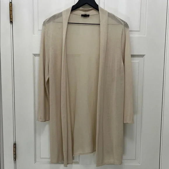 J. Jill Wearever Collection Cream Lightweight Knit Open Cardigan - Size Medium