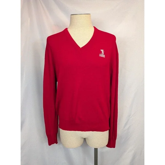 Vintage Cunard Countess‎ Cruise Ship Sweater Mens L Red V-Neck McBriar Made USA